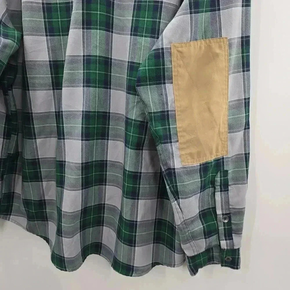 Under Armour Green Plaid Elbow Patch Button Lovesleeve Utility Shirt Large - Picture 6 of 7